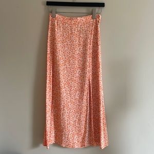 midi skirt with orange florals